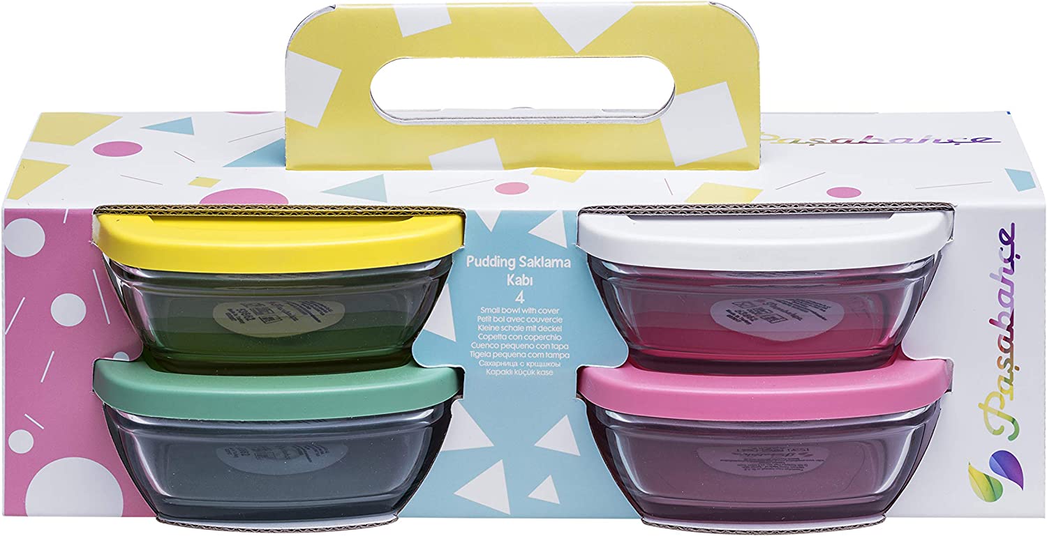 'Pudding'  Dessertschale, Glasschalen mit Deckel 4er Set 310ml Pasabahce