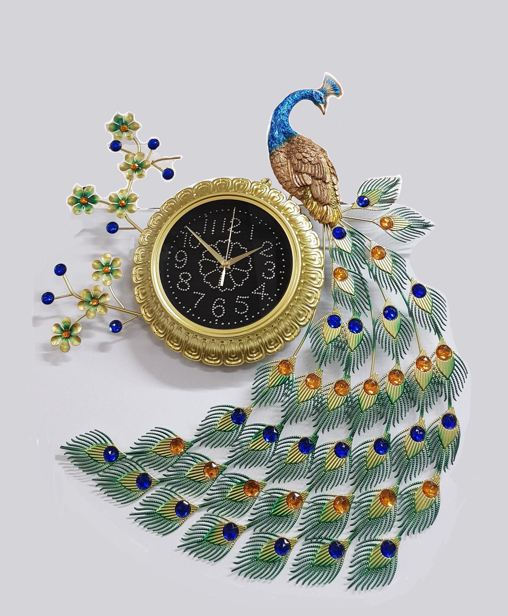 Wanduhr Pfau 78 cm x 50 cm