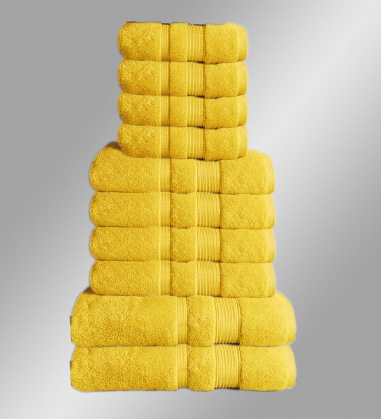 "10er Set Handtuch Badetuch Gästetuch Baumwolle Farbe: Gelb"
